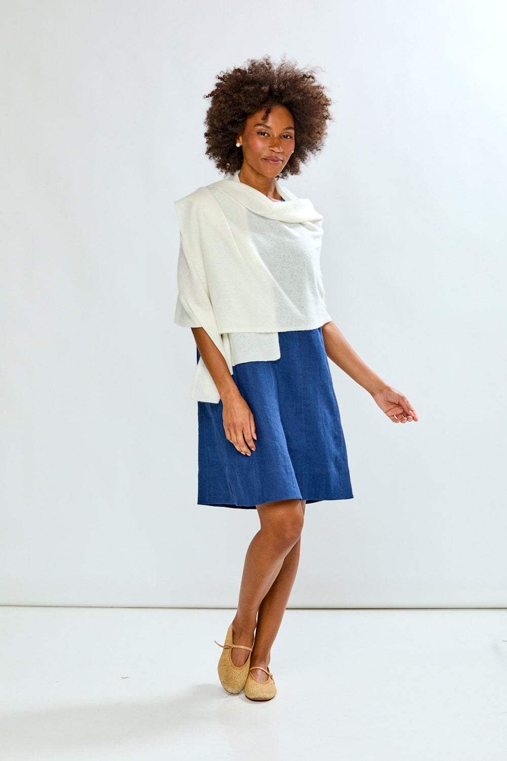 Woman in white scarf