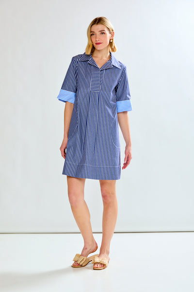 The Beverly Dress in Blue Stripe – Sara Campbell