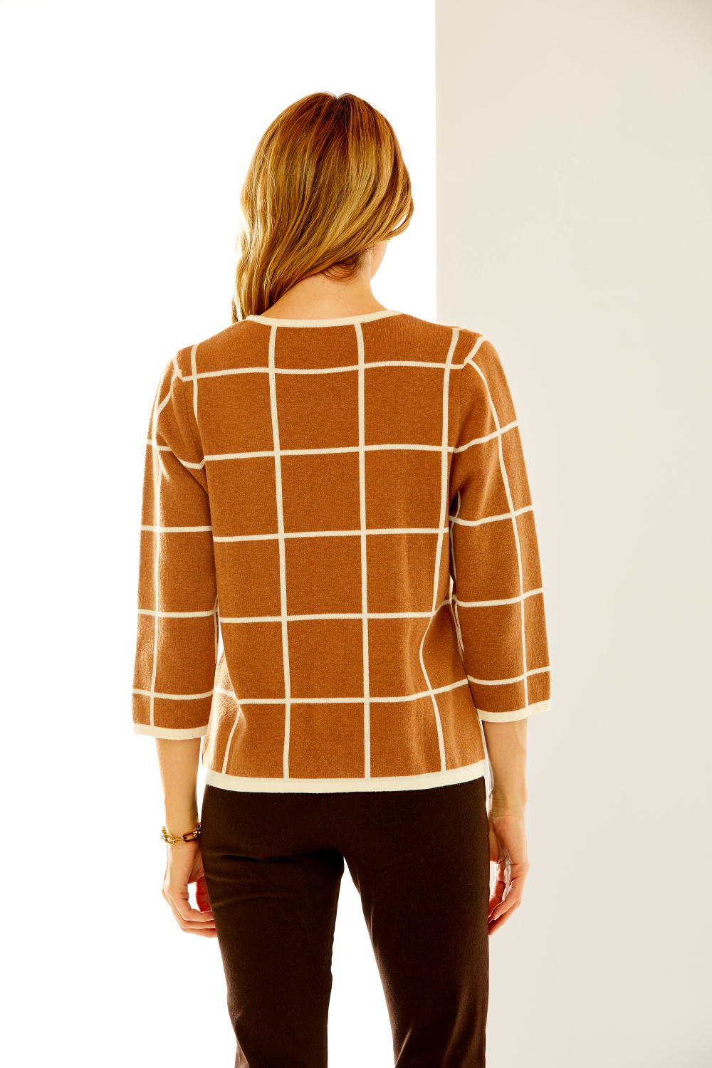 The Windowpane Pullover in Camel