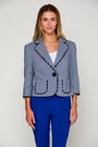 Woman in check jacket