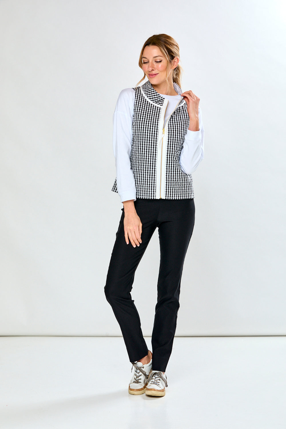 Black and white check vest