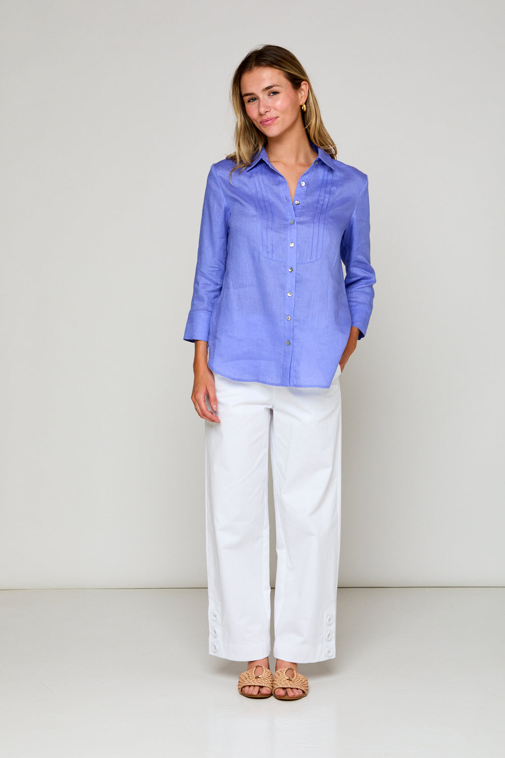 Woman in periwinkle blouse