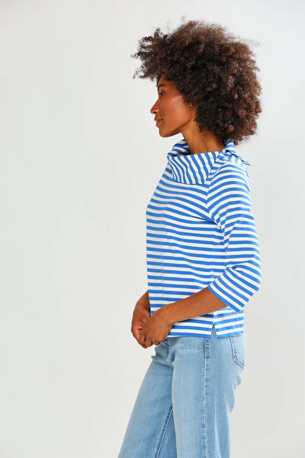 The Stripe Spencer Top in French Blue – Sara Campbell