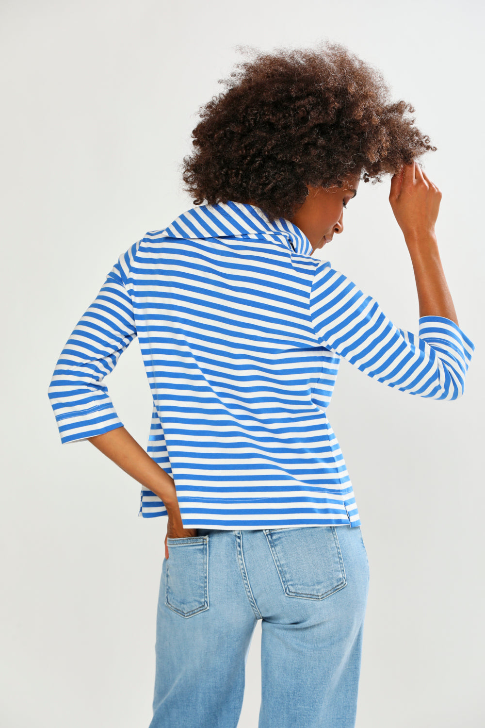The Stripe Spencer Top in French Blue – Sara Campbell