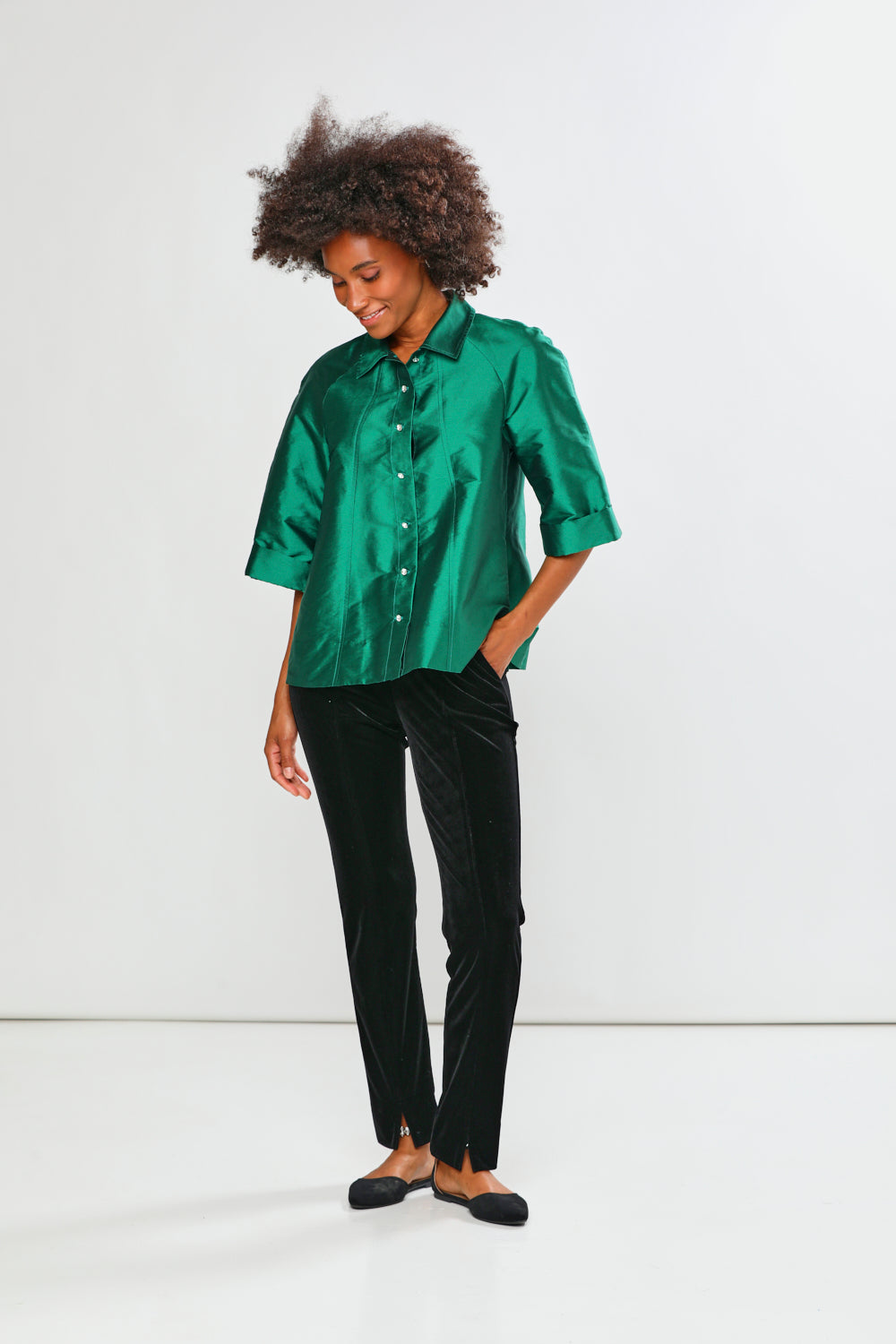 The Flynn Pant In Stretch Velvet - Black