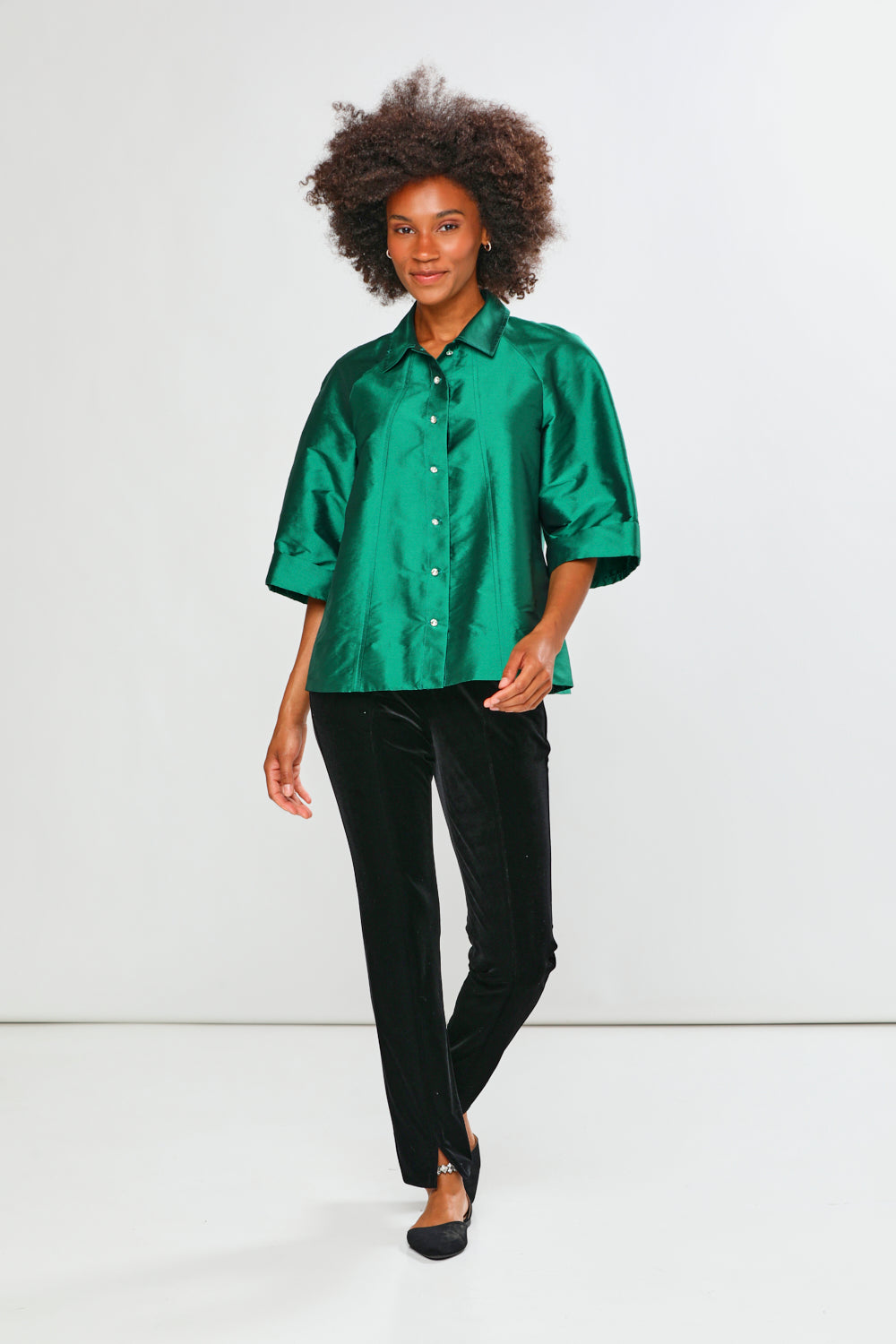 The Flynn Pant In Stretch Velvet - Black