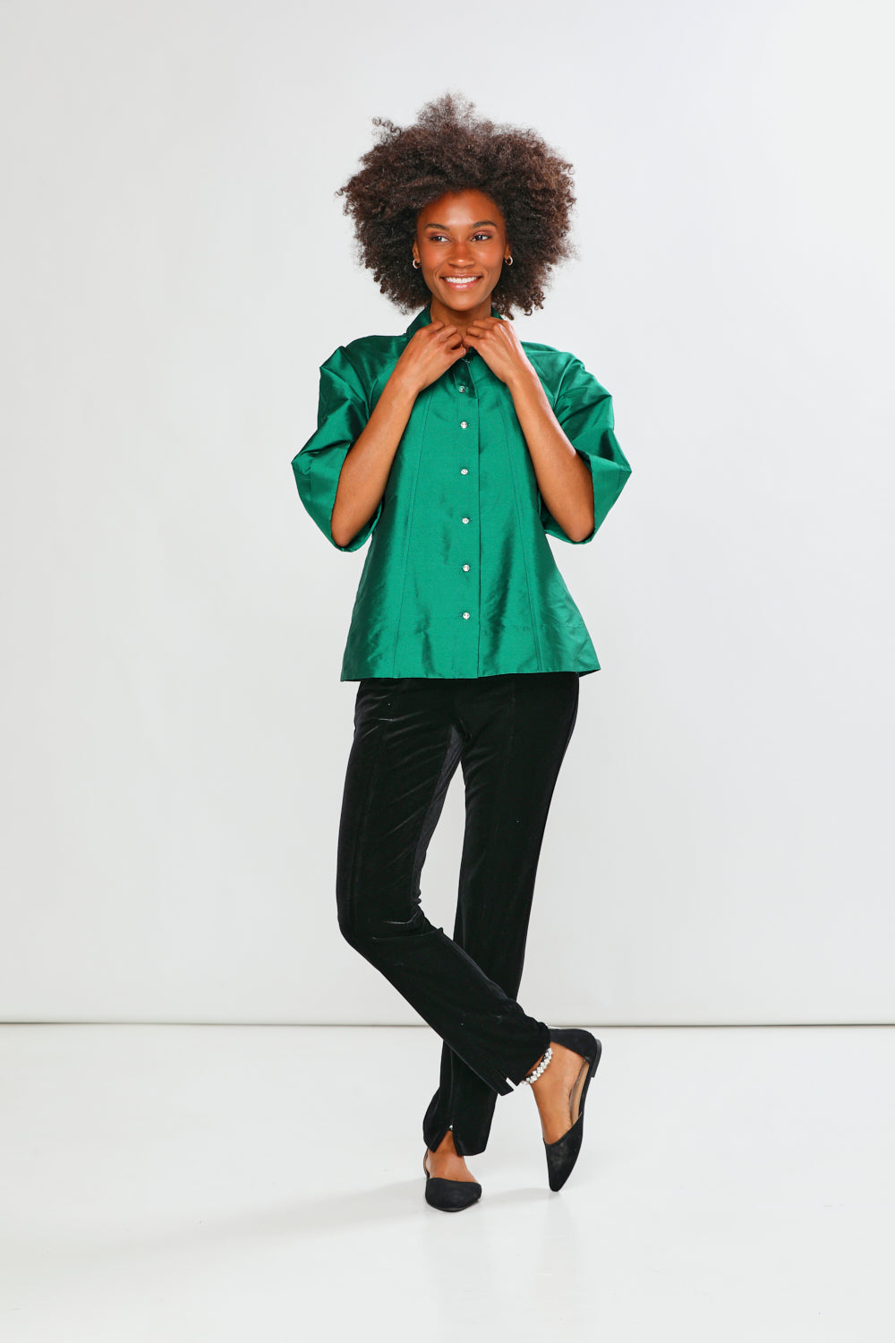 The Flynn Pant In Stretch Velvet - Black