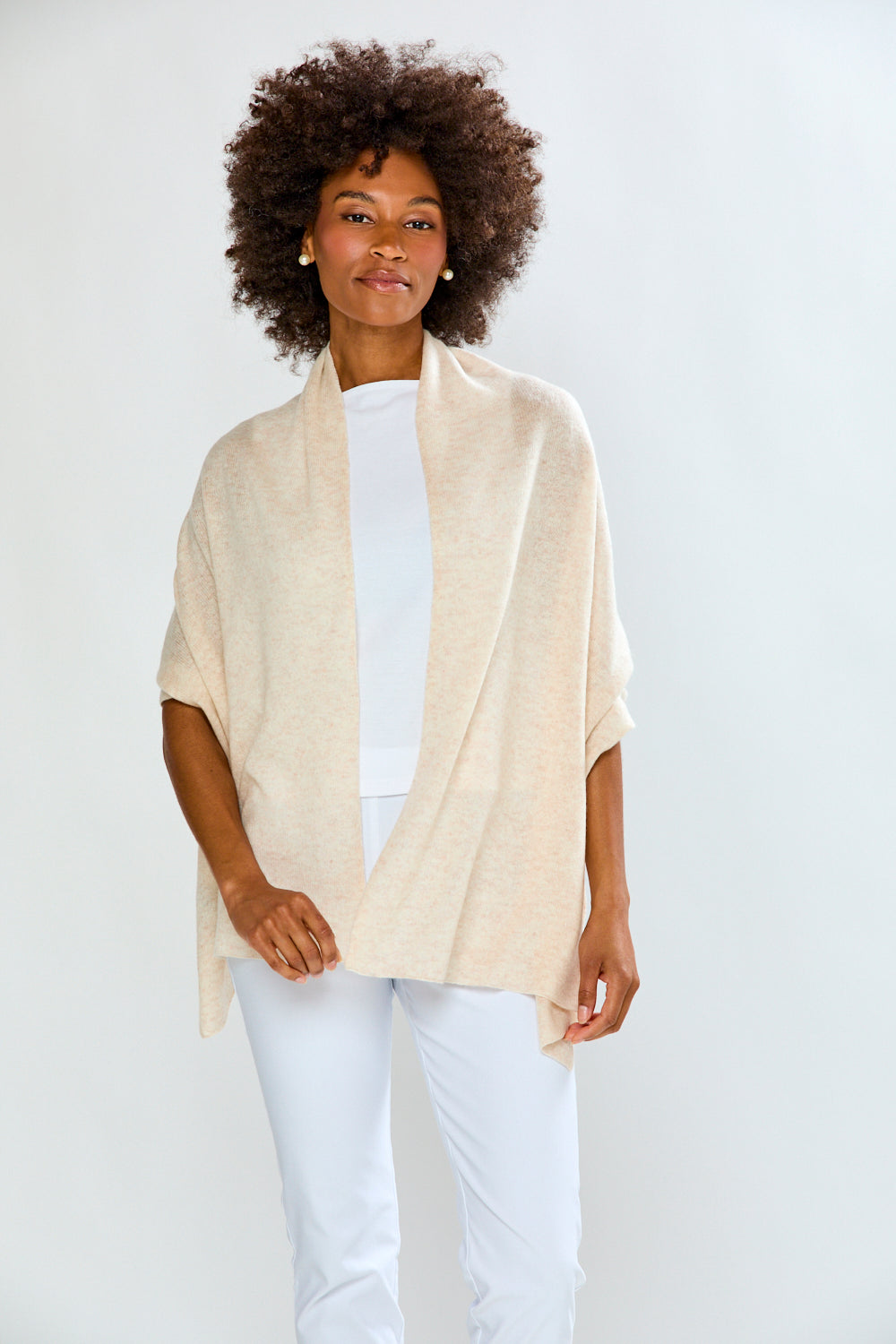 Woman in off-white scarf