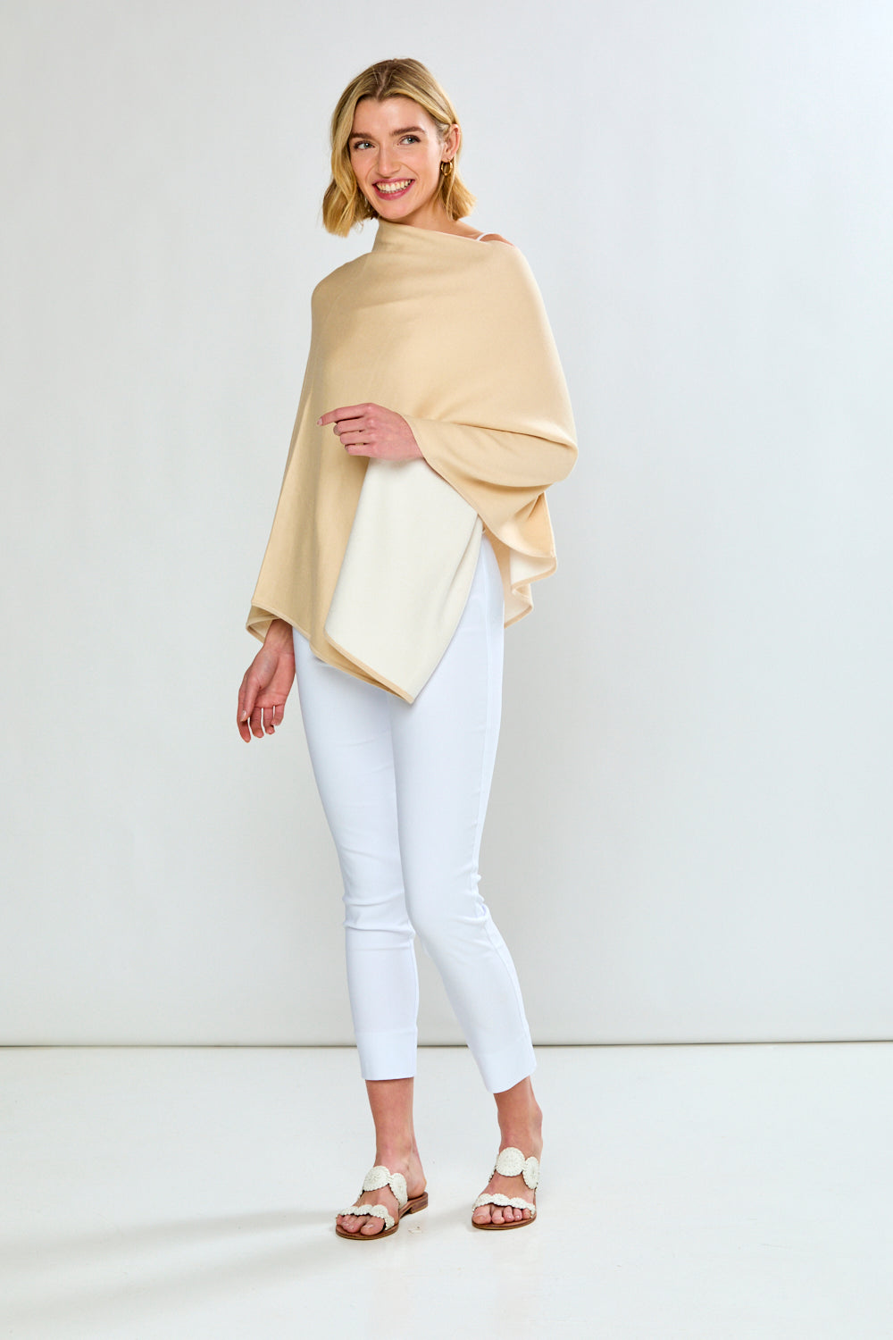 Woman wearing Two Tone Ruana