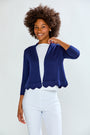 Woman wearing New Scallop Cardigan - White