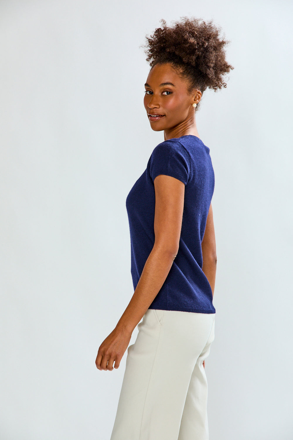 Woman wearing Cashmere Luxury Tee