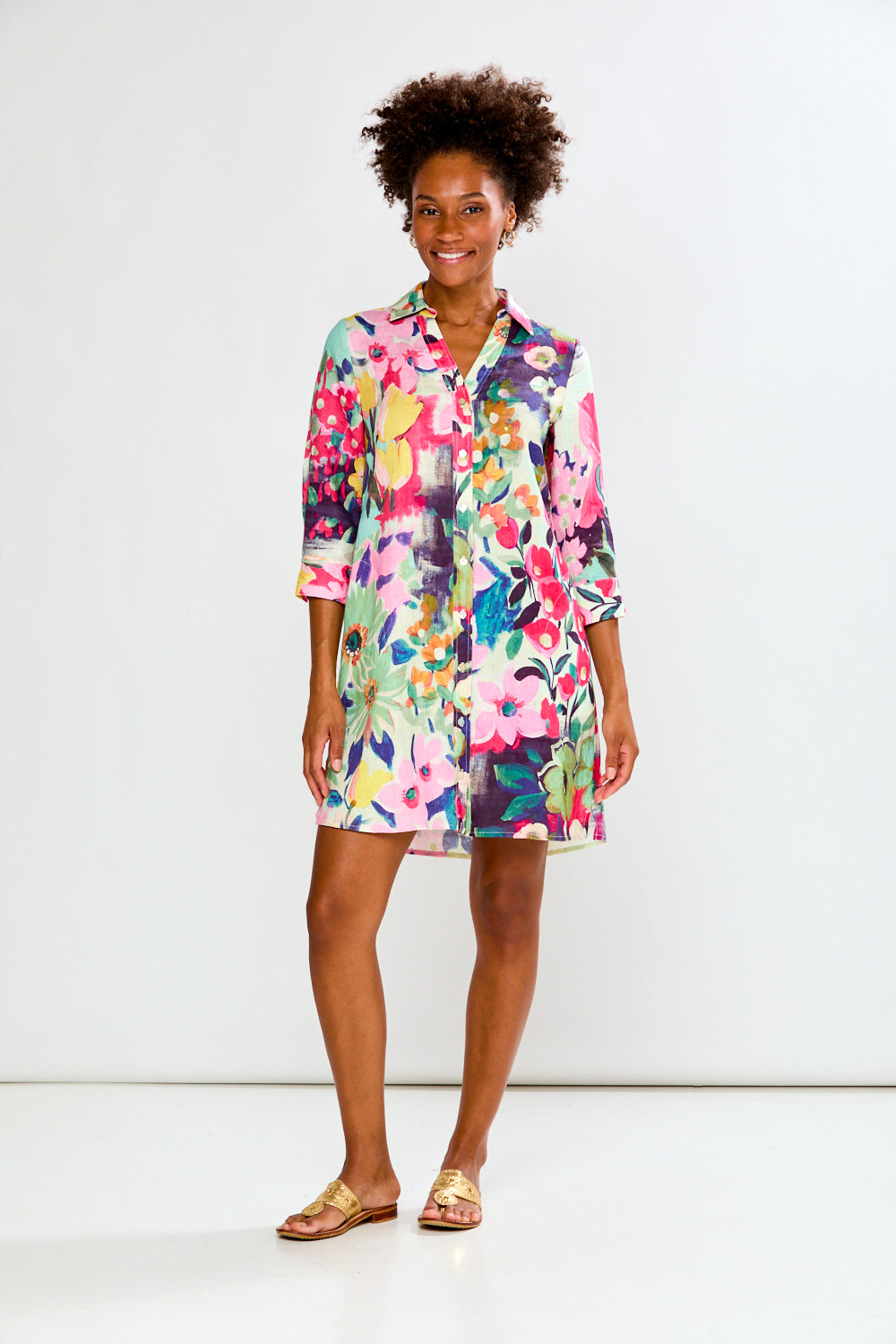 woman in floral dress