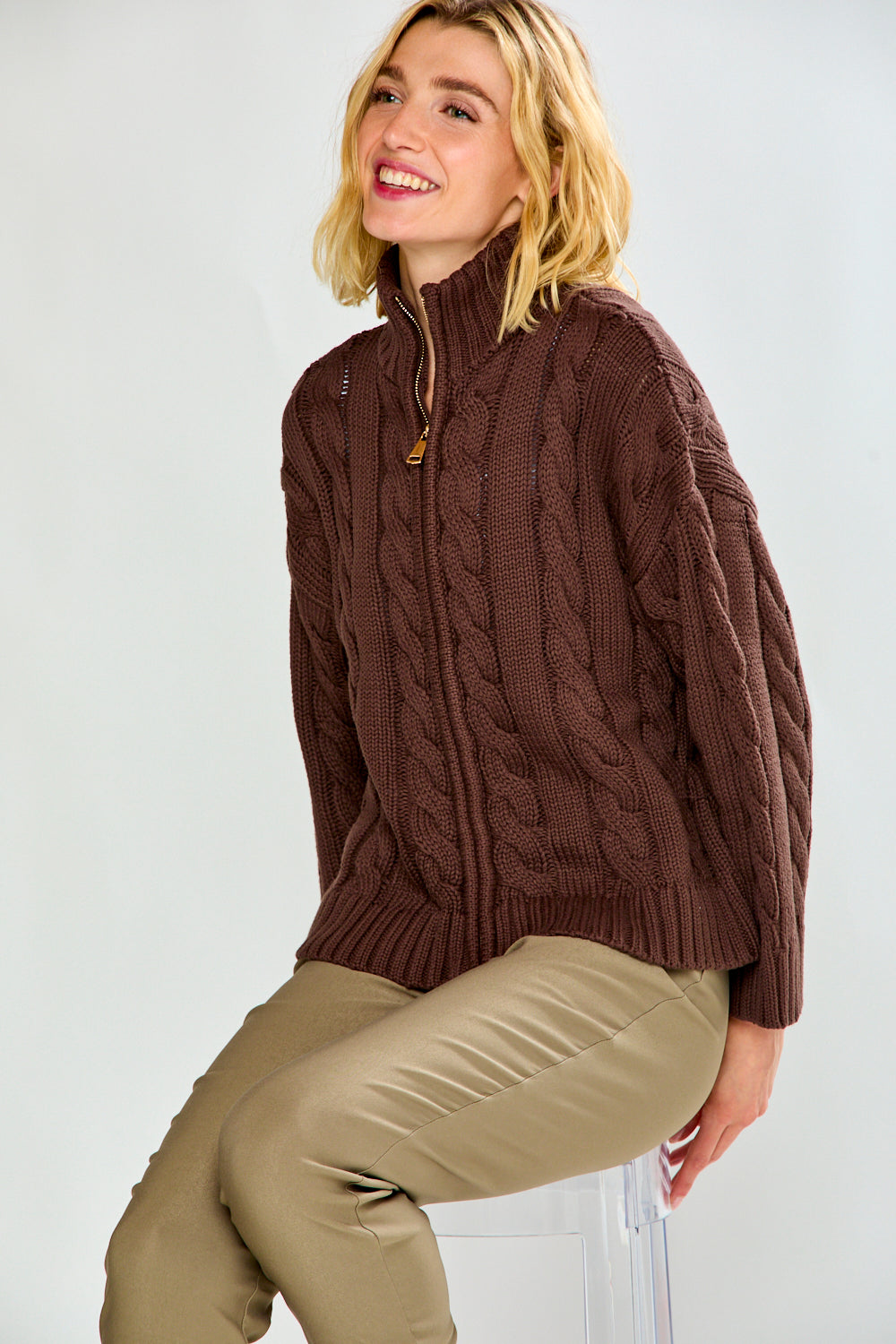 The Cotton Full Zip-Espresso