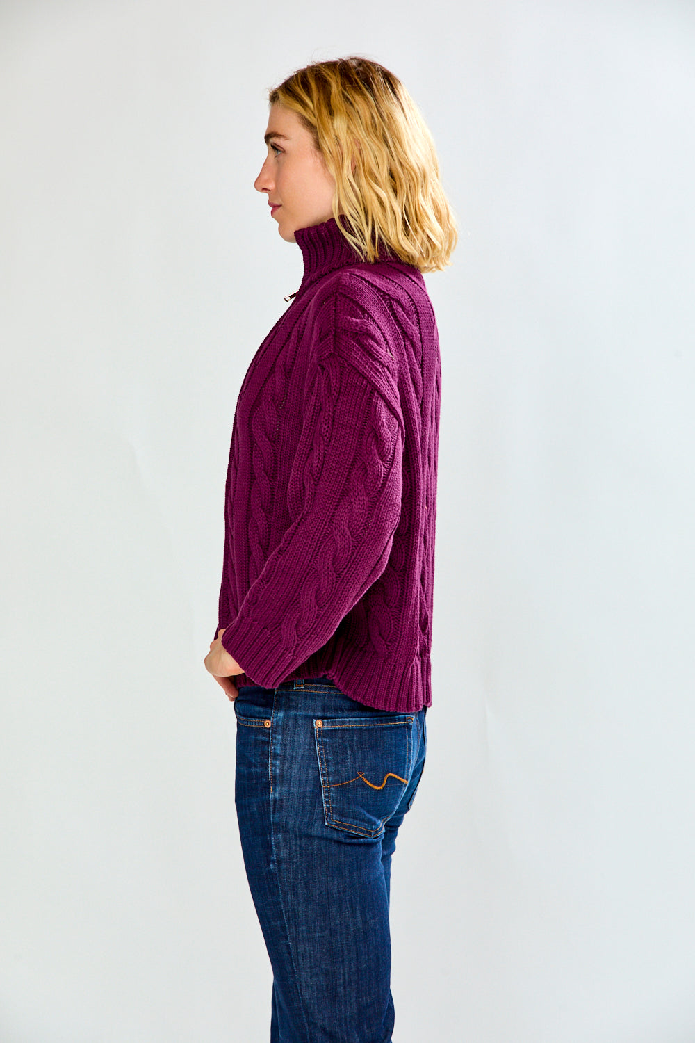 The Cotton Full Zip-Bordeaux
