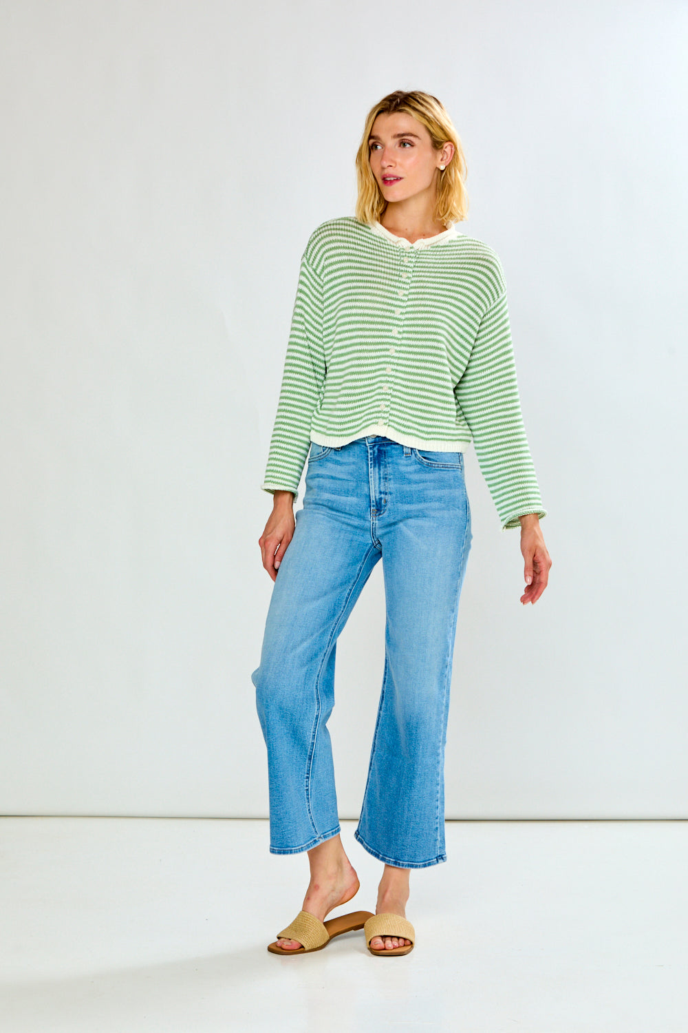 Striped button up cardigan