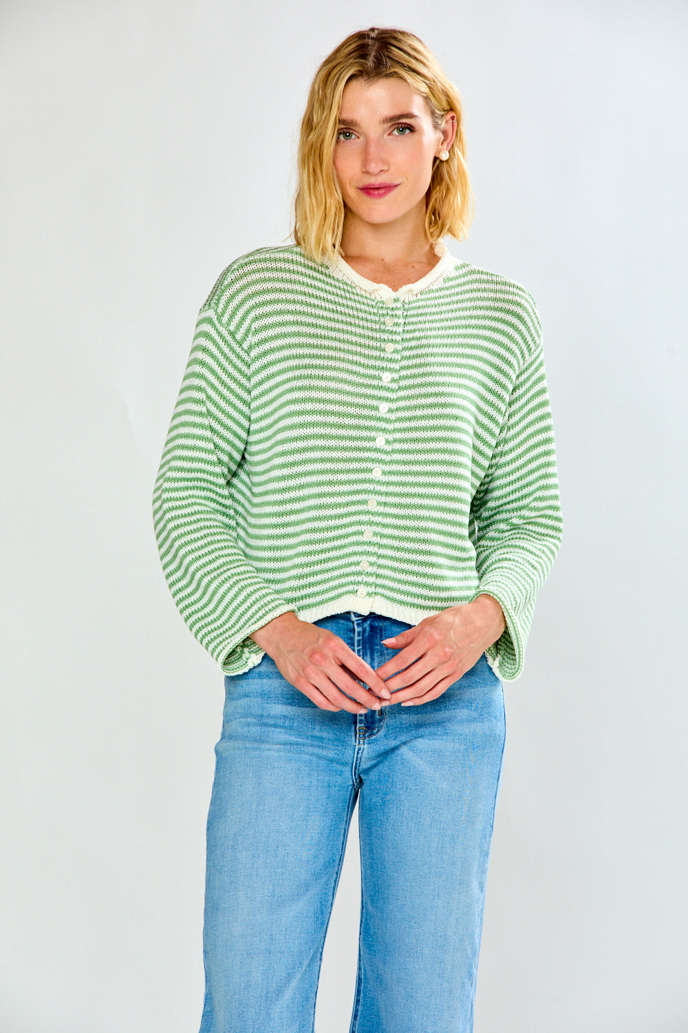 Striped button up cardigan