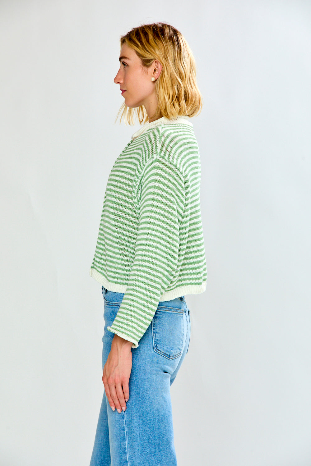 Striped button up cardigan