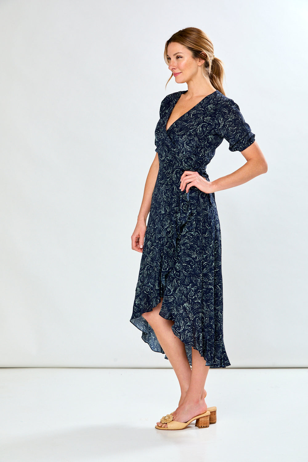 The Eloise Dress in Navy Paisley