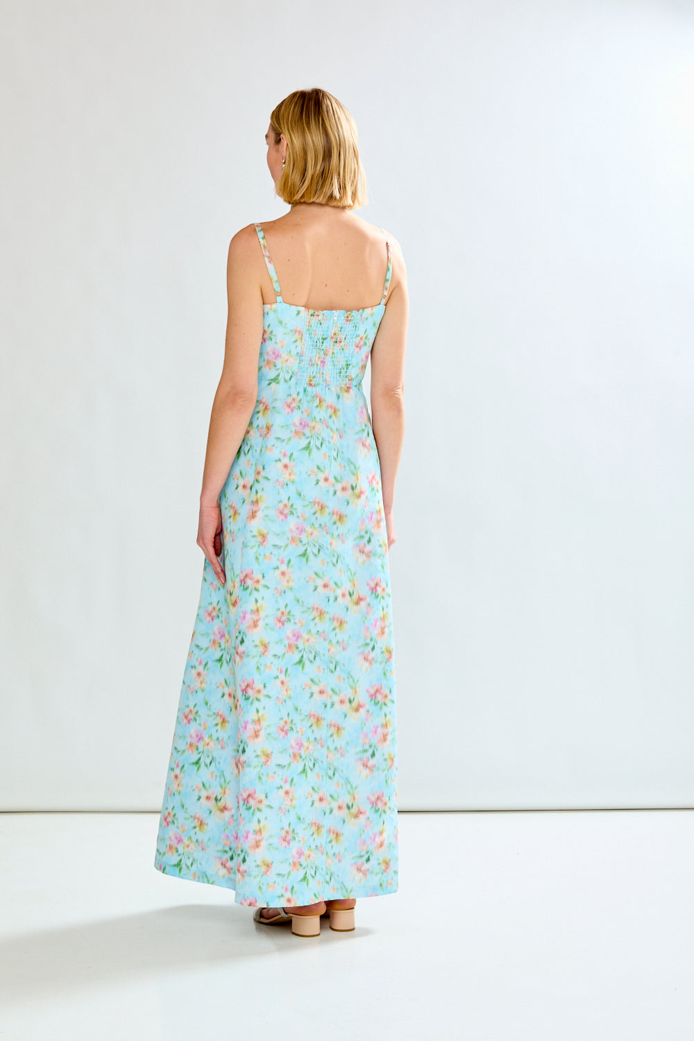 Woman in floral dress