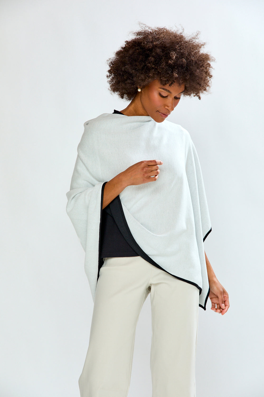 Woman wearing Two Tone Ruana