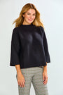 The Ribbed 3/4 Sleeve Pullover- Black