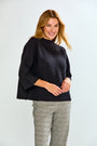 The Ribbed 3/4 Sleeve Pullover- Black