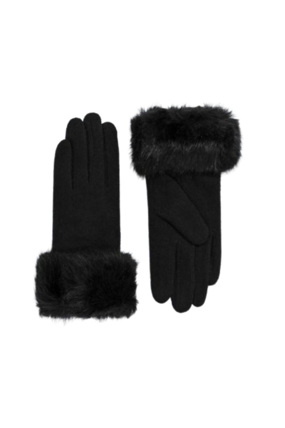 Black glove with faux fur