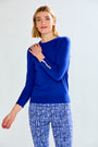 Woman wearing Crew Pullover With Buttons