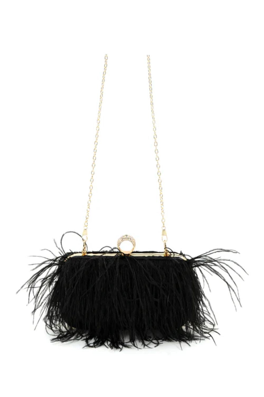 Black feather clutch