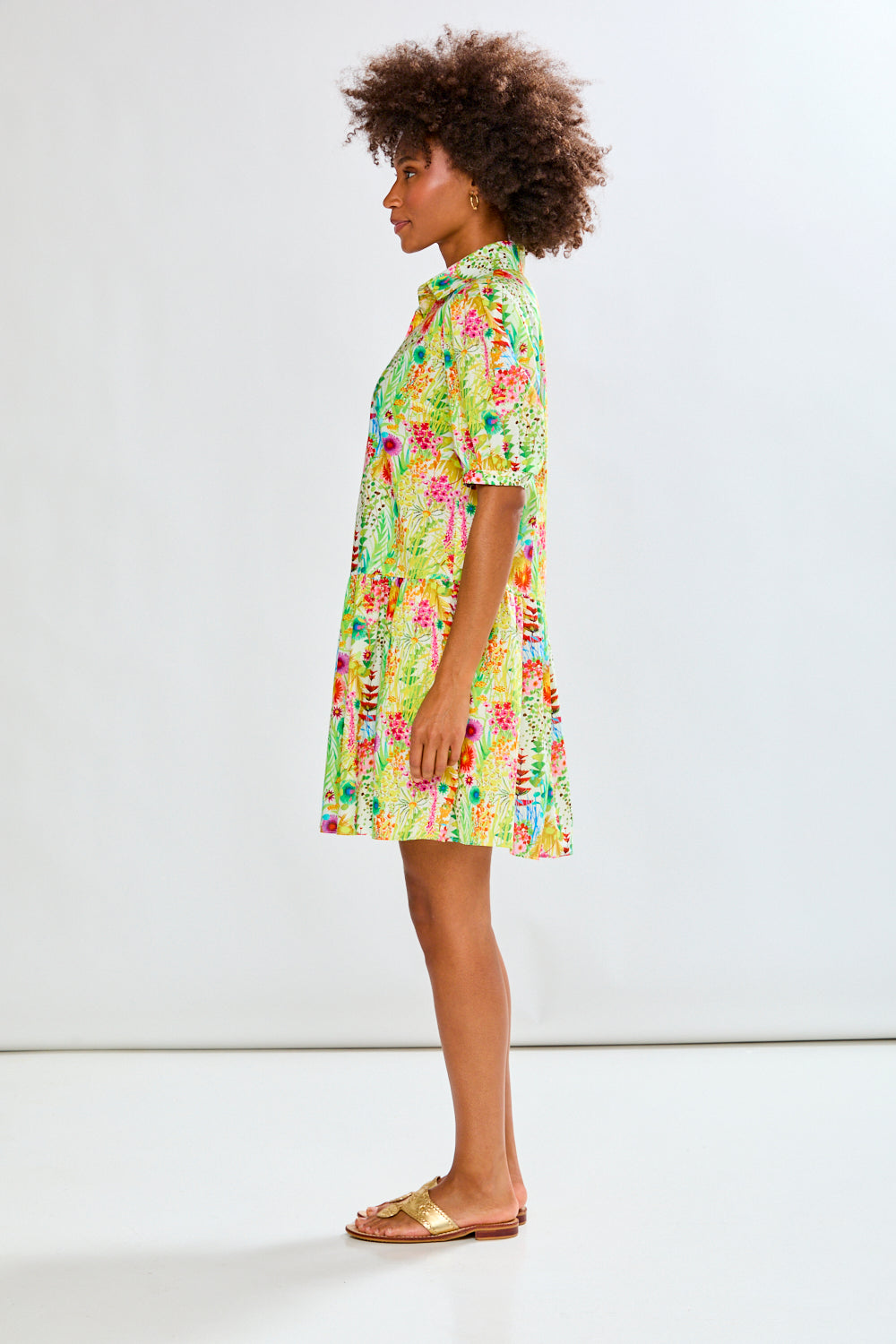 Woman in floral dress