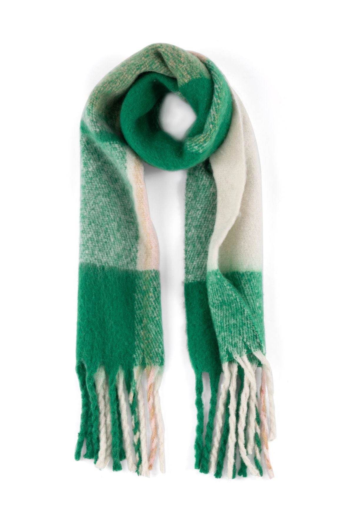 Green and white plaid scarf
