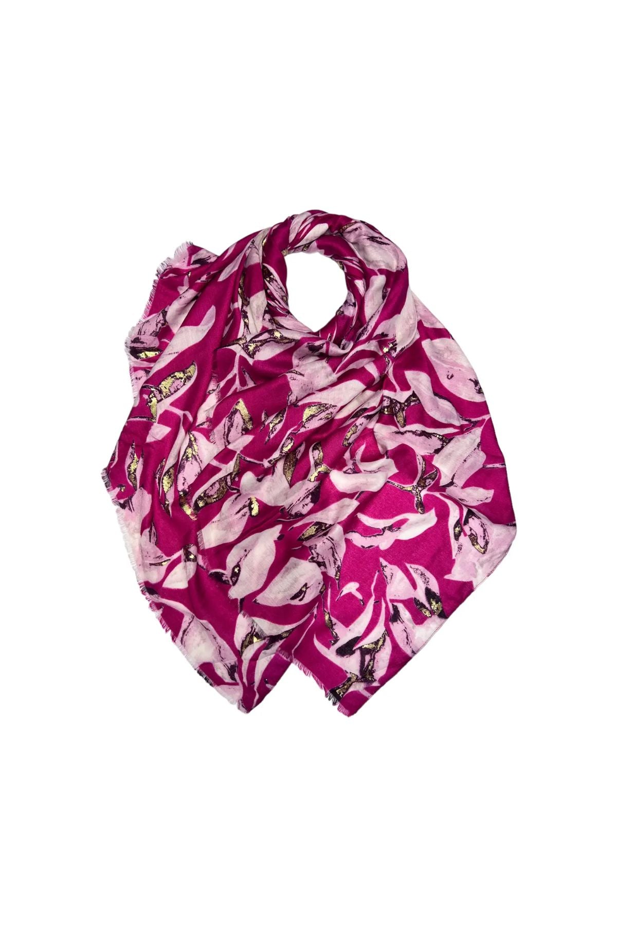Hot pink winter leaves scarf
