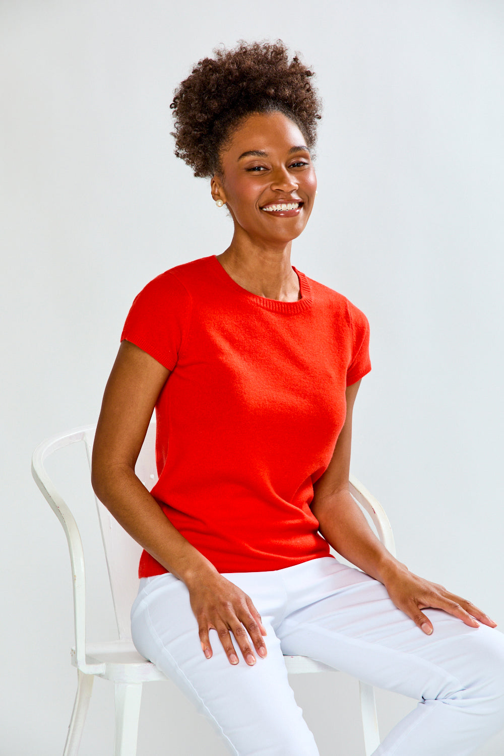 Woman wearing Cashmere Luxury Tee