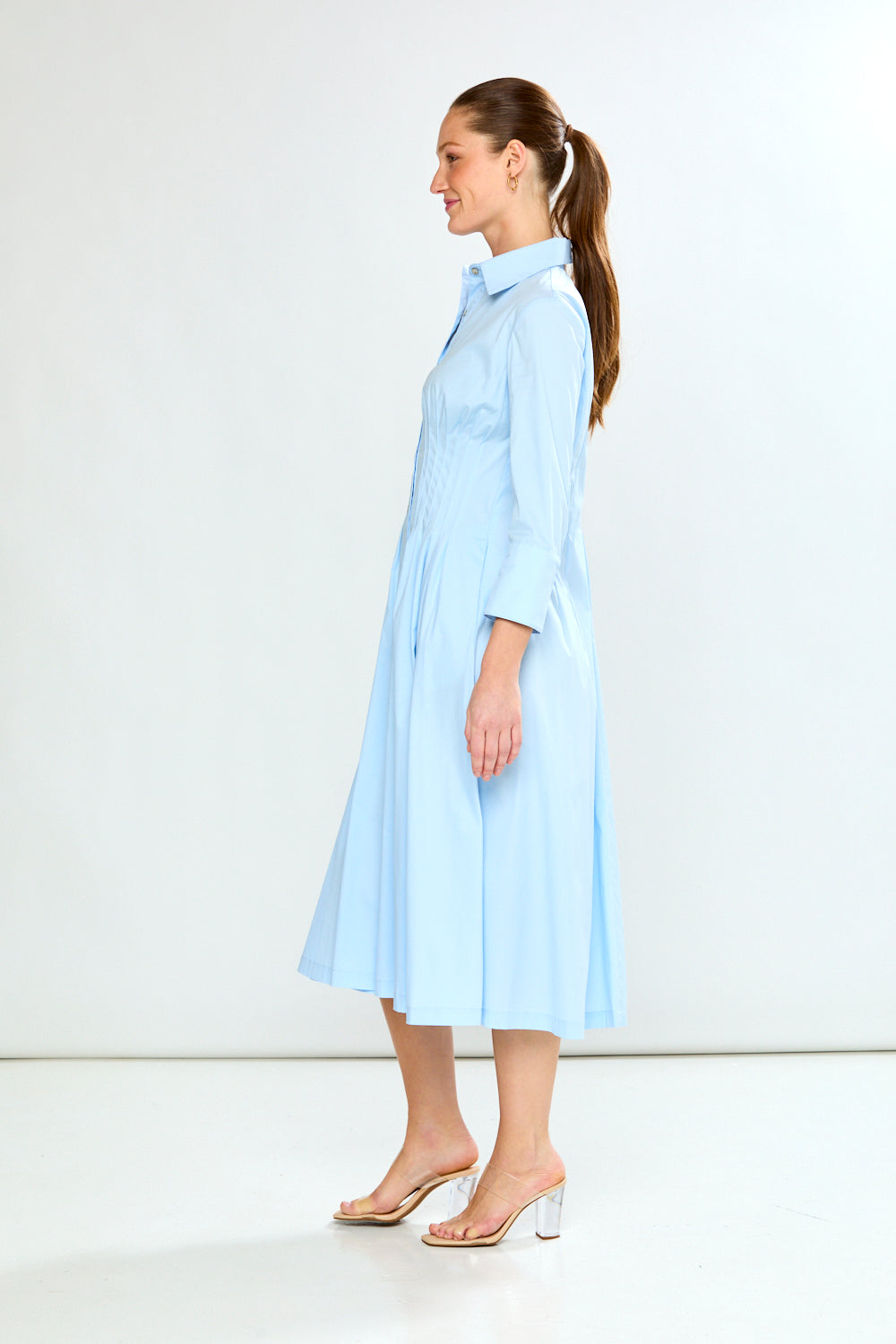 Woman in light blue dress