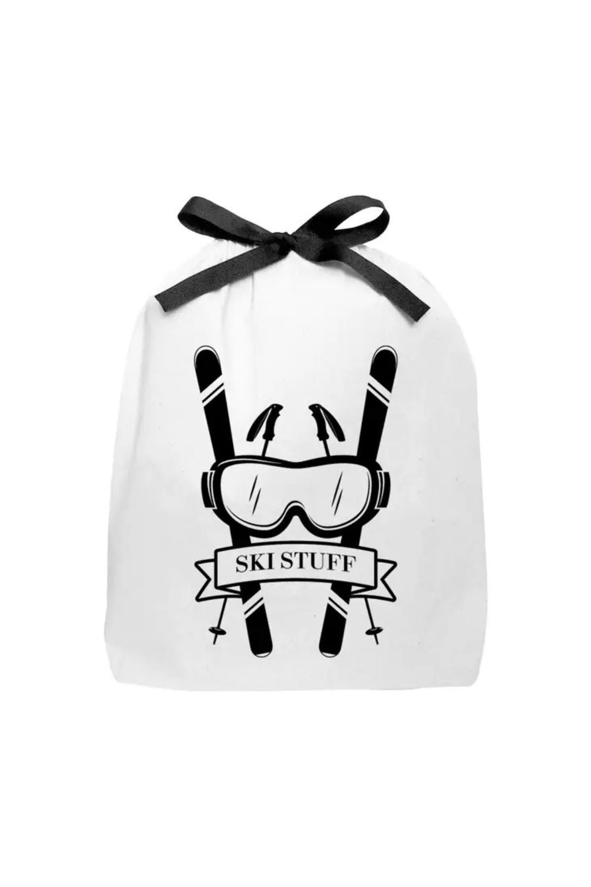 Drawstring bag with ski stuff