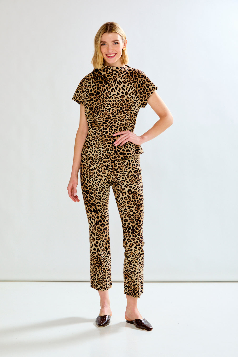 woman in leopard top
