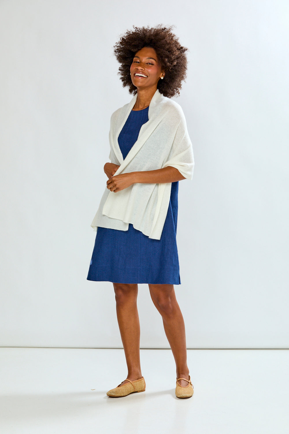 Woman in white scarf