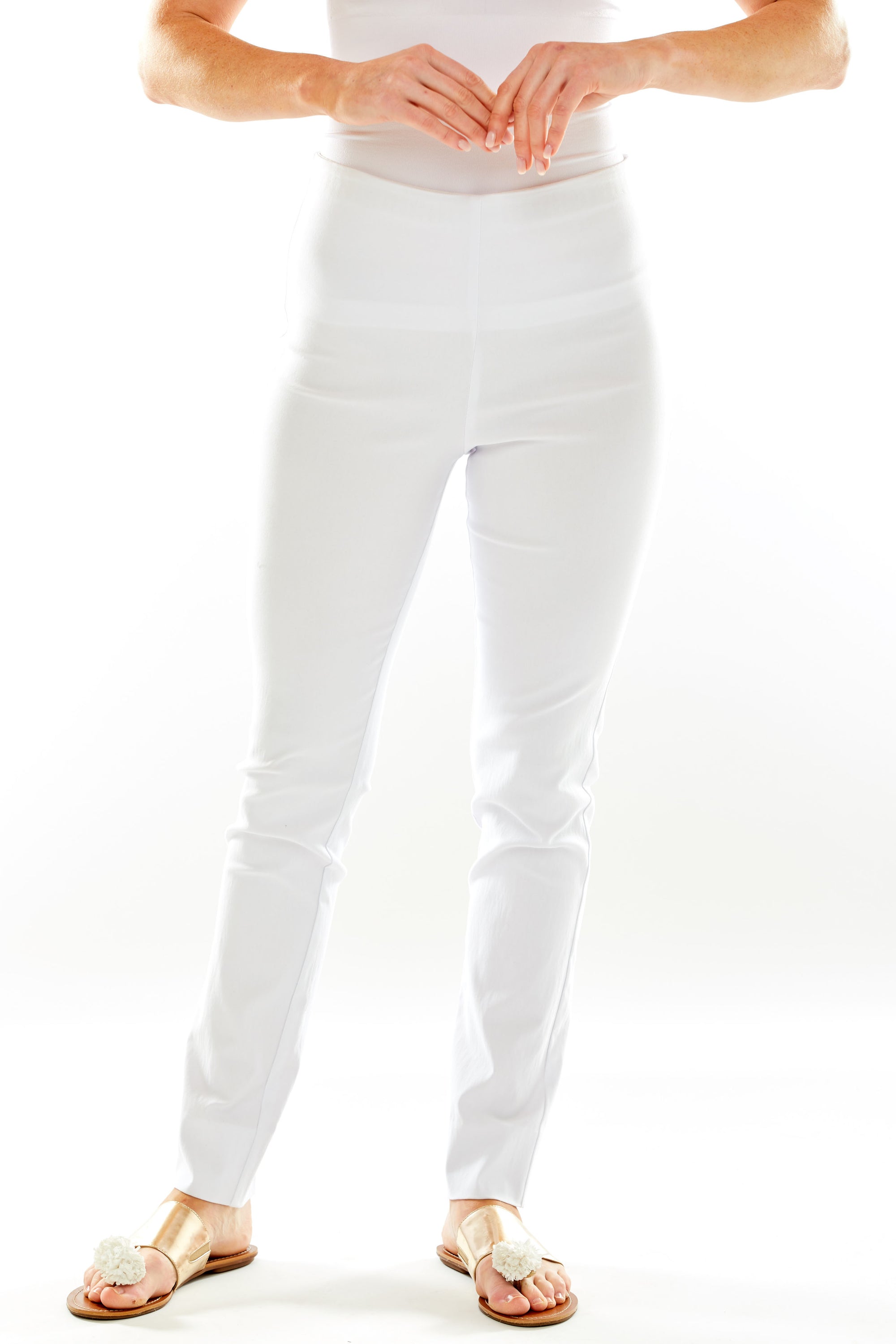 woman in white pants 