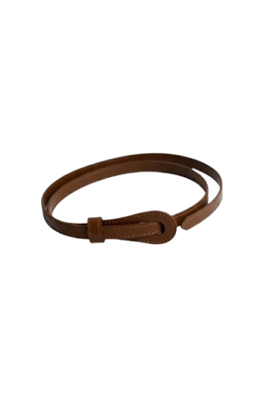 Brown leather belt on a white background