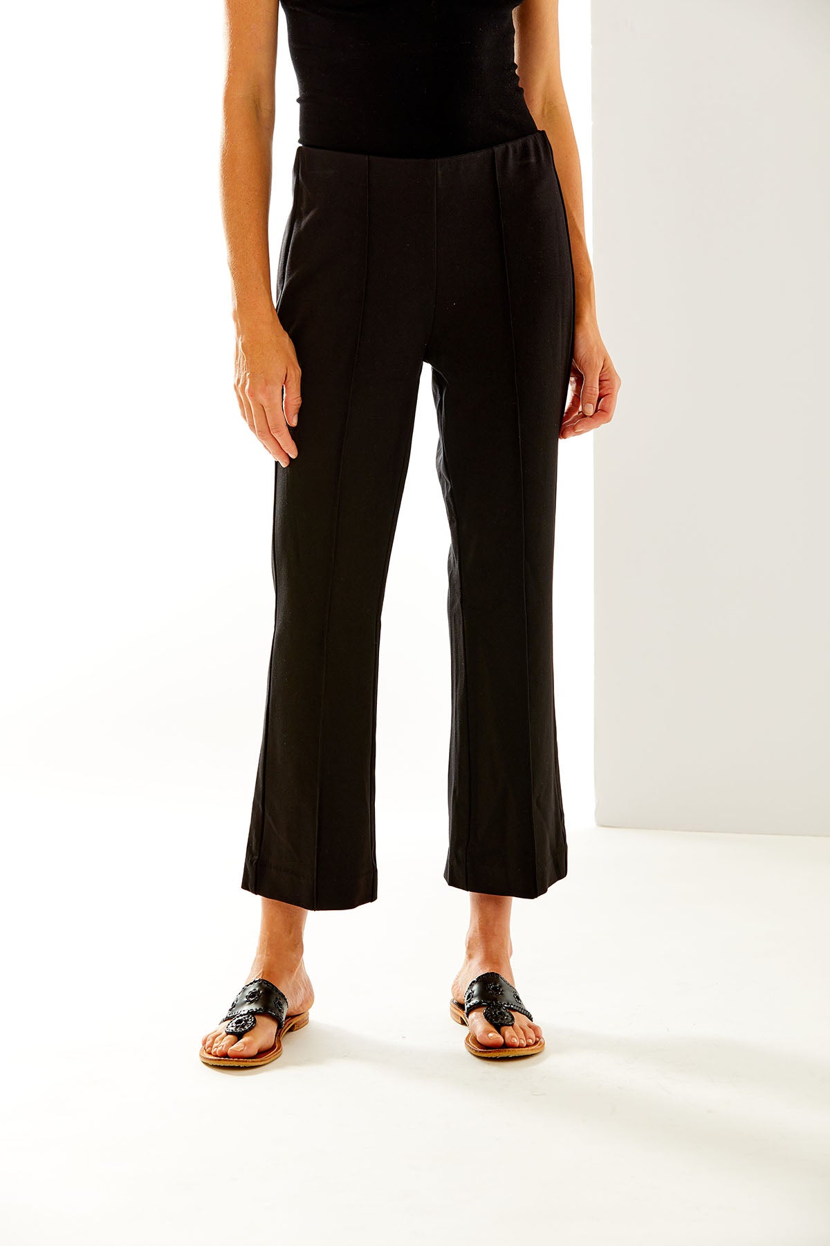 Woman in black cropped pant