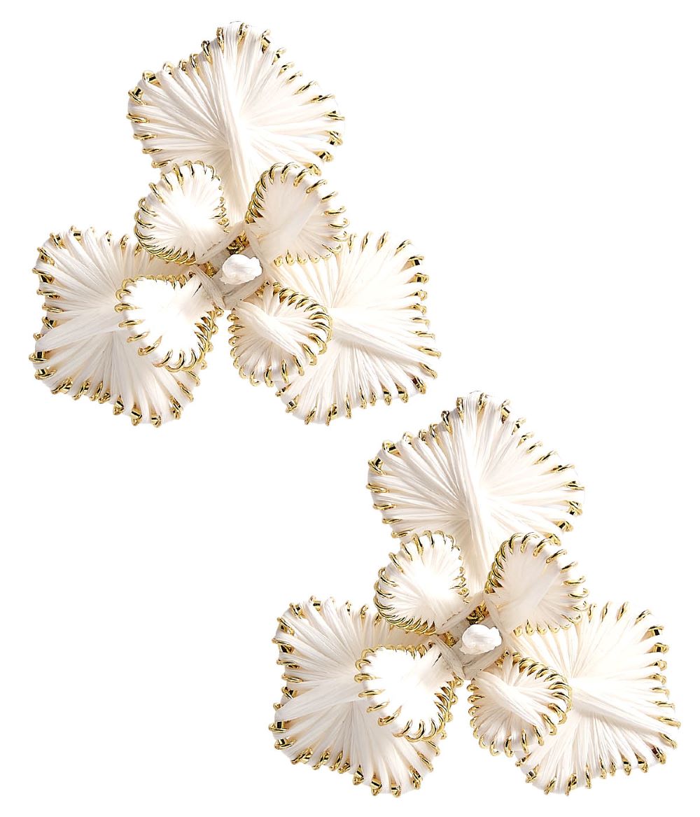 White raffia flower earring