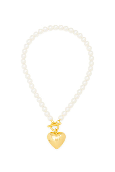 TATIANA☆Colored Heart Pearl Necklace TATIANA】Flower in the Heart Pearl Necklace NZ2004