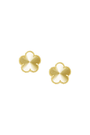 Gold clover earrings on a white background