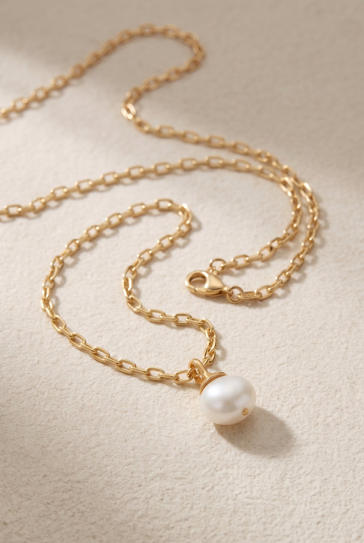 Gold pearl pendant necklace