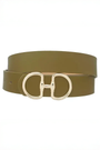 Green belt with gold buckle on a white background