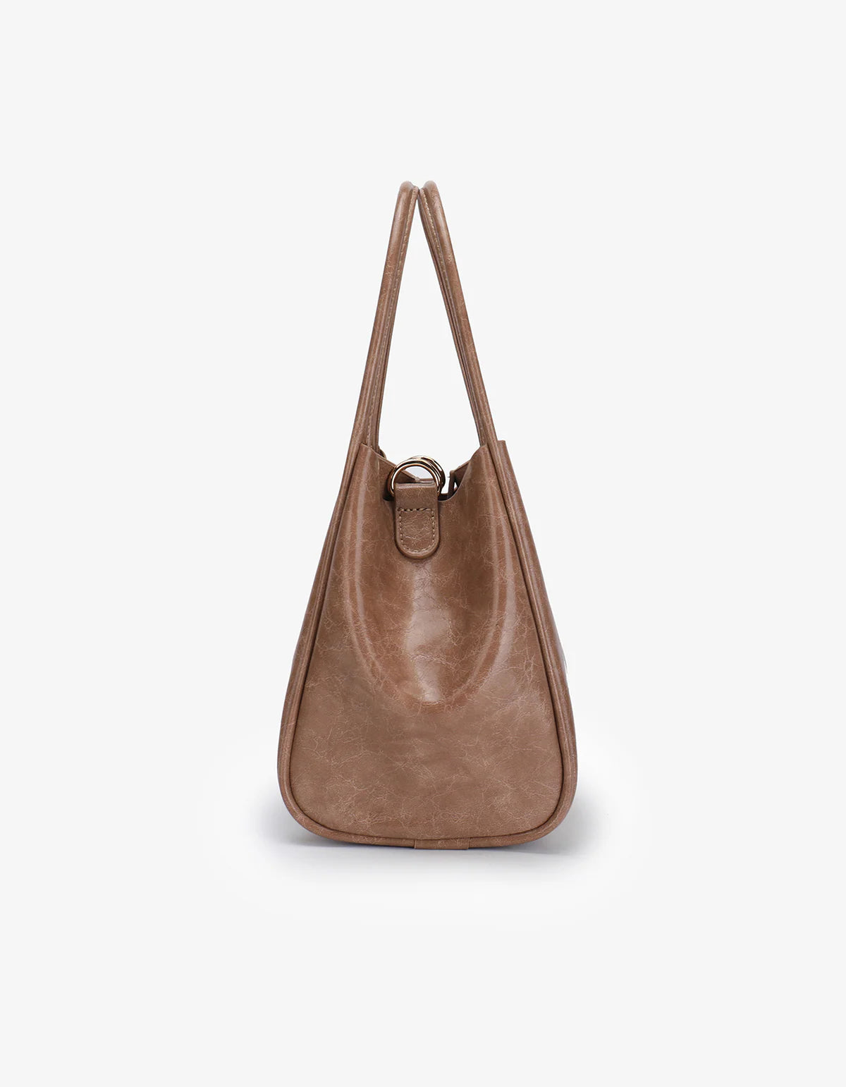 Brown handbag on a light gray background