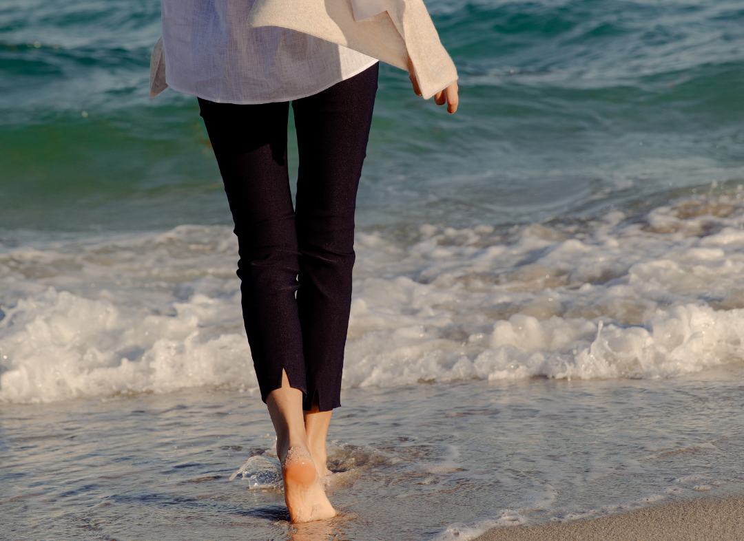 women in the sheri pant on the beach