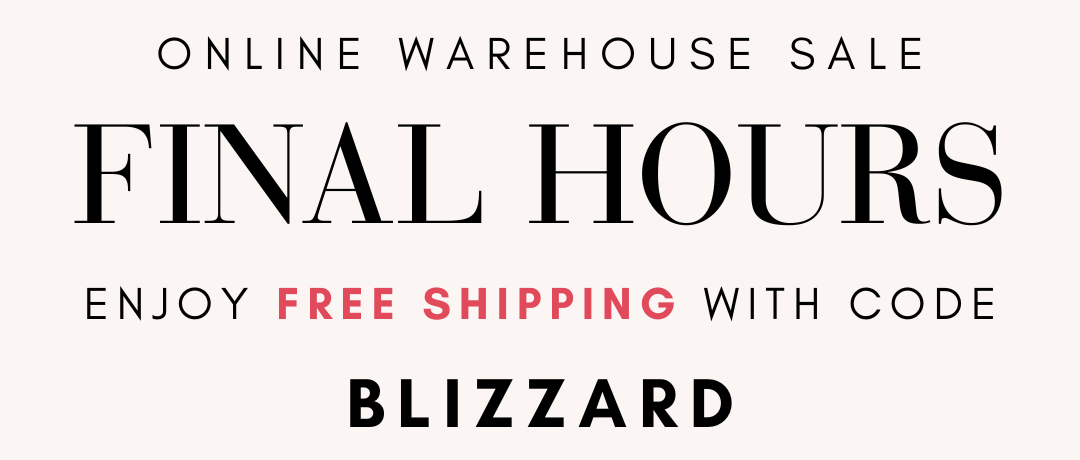 Online warehouse sale banner with text about final hours and free shipping offer.