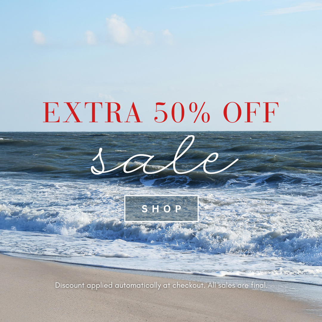Graphic that reads "Extra 50% off sale: Shop Now. Discount applied automatically at checkout. All sales are final"