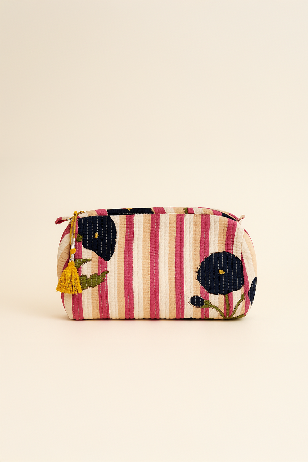 Pink stripe wash bag
